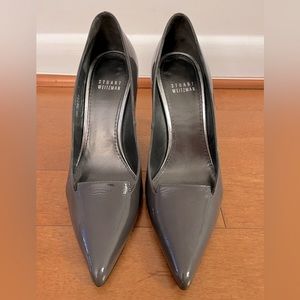 Stuart Weitzman grey patented leather heels